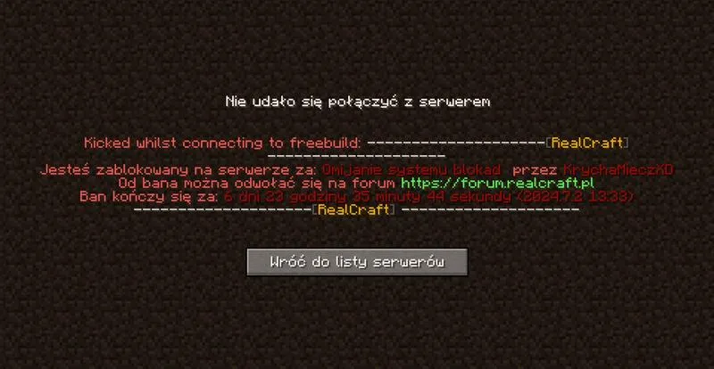Banowanie graczy w Minecraft