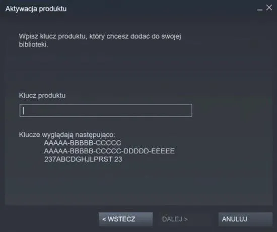 Kod do gry na Steam