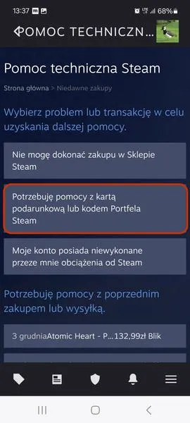 Wprowadzanie kodu Steam